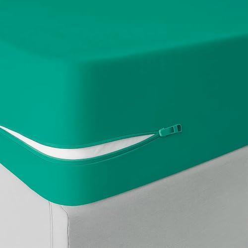 La Mejor Recopilación de Cubre colchon individual - los preferidos. 49 DuVló Cubre Colchón Protector con Cierre silenciosa, Lavable a máquina, Suave para Dormir cómodamente por la Noche (Jade, Individual)