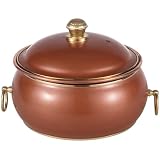 TOERVIOZ A6, Thick Hammered Copper Soup Pot,Copper Nonstick Stock Pot Handmade Copper Mutton Soup Pot Copper Pot with Lid Induction Copper Hot Pot