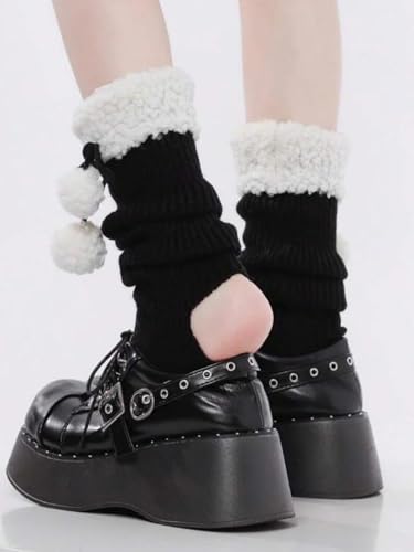 Image of SHENHE Women's Cute Cable Knit Leg Warmers Y2k 80s Dance Kawaii Bow Leg Warms Boot Socks