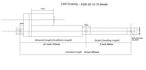SOViK 12V DC 2 inch Stroke Linear Actuator Heavy Duty 750N 165lbs Maximum Lift