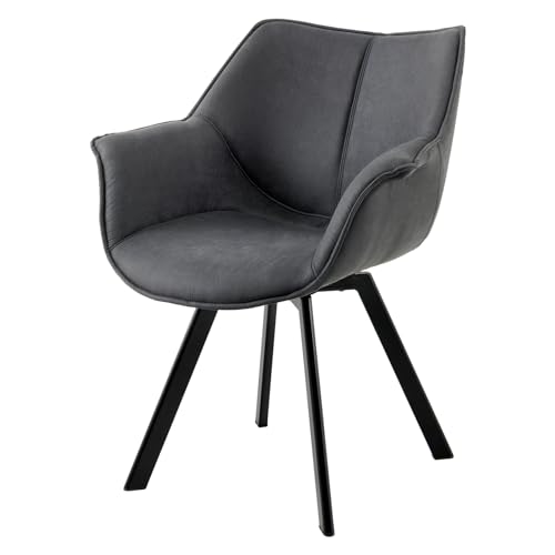 Riess Ambiente Drehbarer Stuhl The Dutch Retro antik grau Microfaserbezug mit Armlehnen Modern Design Esszimmerstuhl Küchenstuhl Armlehnenstuhl Riess Ambiente Drehbarer Stuhl The Dutch Retro antik grau Microfaserbezug mit Armlehnen Modern Design Esszimmerstuhl Küchenstuhl Armlehnenstuhl