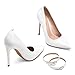 Elisabet Tang Women's Fashion Removable Ankle Strap Classic Pumps High Heels - 4.7IN Sexy Closed Pointy Toe Stilettos for Party Dress Shoes White 8
