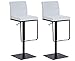 CLP Set 2 Sgabelli Bar Panama in Similpelle I Coppia di Sgabelli Alti Girevoli E Regolabili 58-82 CM, Colore:Bianco, Colore della Cornice:Nero