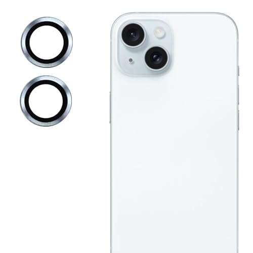 Image of Camera Lens Protector for Apple iPhone 15 | 9H Hardness, Full Coverage Camera Metal Ring Ultra-Thin /Clear (Blue)
