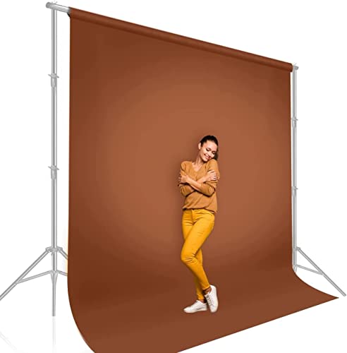 Image of HomeArt 8x14 Feet Brown Backdrop for Photography, Chroma Key Virtual Background Sheet for Photography Zoom Meeting, Cloth Curtain for Video Studio Streaming Gaming Photoshoot