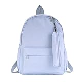Mochila grande à prova d’água de náilon para universitários – Mochila escolar casual lisa para notebook(Y232-Azul)
