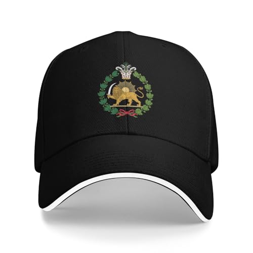 Make Iran Great Again Hat Coat of Arms of Persian Flag Lion and Sun Qajar Dynasty Hat Cap for Men Women Black
