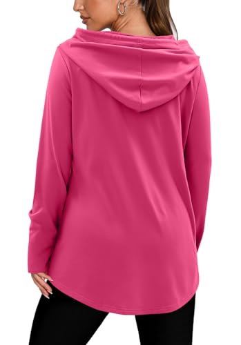 BETTE BOUTIK Womens Quarter Zip Tunic Hoodies Pullover Long Hooded Sweatshirts S-3XL