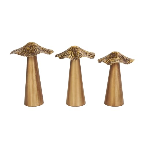 Set 3 Figuras Decorativas Metálicas de Hongos Bronce 8" miniatura 3