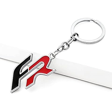 Chrome 'FR' Keyring Key Chain. Tarraco Mii Arona Ateca Ibiza Toledo Leon Alhambra Arosa Marbella Inca Altea Exeo Cover
