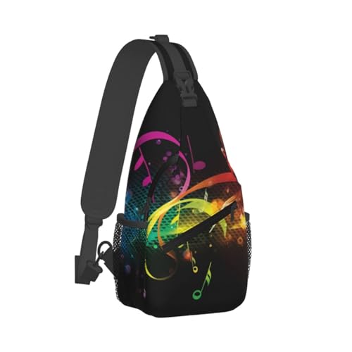 Bolso bandolera con notas musicales coloridas negro miniatura 1