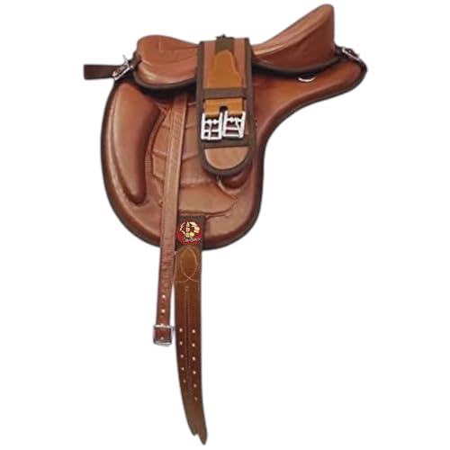 ADB CREATIONS All Purpose Synthetic Treeless Freemax English Horse Saddle Tack Get Matching Girth & Strap - 17.5 Inch