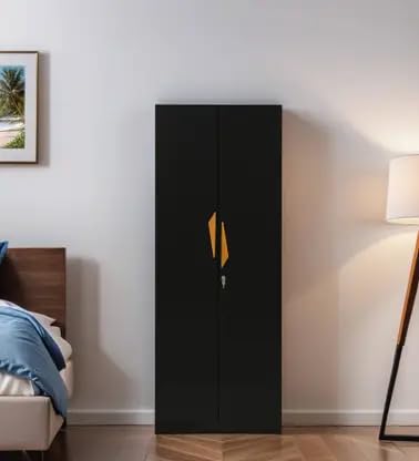 Image of Mintwud Pepperfry Engineered Wood Maya 2 Door Wardrobe | Modern Bedroom Almirah with Lock, Handles and Shelves | Wooden Cupboard for Clothes Storage (Wenge Finish) | 3 Years Warranty