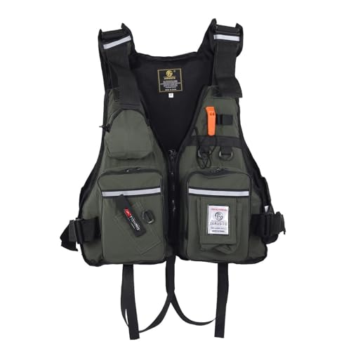 Chaleco de Pesca con Cinturón Ajustable, Silbato, Chaleco Salvavidas de Seguridad for Nadar, Navegar, Navegar, Kayak y Flotar(B)