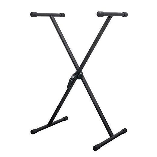 CASCHA Supporto tastiera in metallo, supporto per pianoforte, rack per tastiere, pianoforti digitali ed elettrici, regolabile in altezza, supporto per tastiera X-Frame, nero