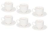 Spetebo Espresso Tasse & Untertasse 75 ml - 6er Set weiß - Kaffee Becher Kaffeetasse