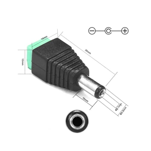 Conector DC 2.1x5.5mm macho hembra clavija jack de corriente 12V para cámaras y luces LED 5 uds 5