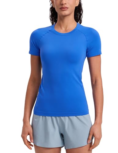 Image of CRZ YOGA Seamless T-Shirt Hip Length | Training, Chafe-Free, Slim Fit, Raglan Sleeves, Mesh Vents, Workout, Short Sleeve Tops for Women