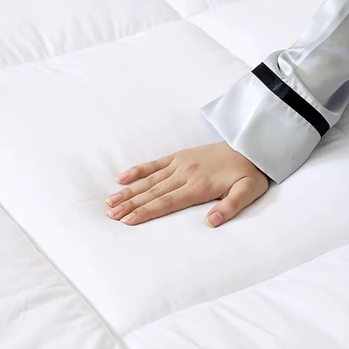 Image of 1200GSM Hollow Fibre Mattress Padding /Topper White for King Size Bed-72 Inch X 75 Inch