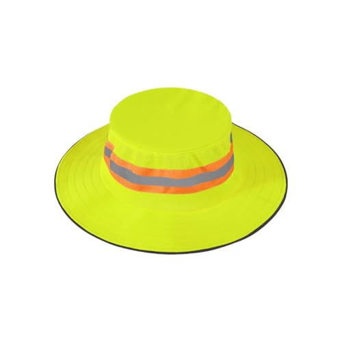 Image of Unisex High Visibility Reflective Bucket Hat Mesh Wide Brim Work Safety Boonie Hat Sun Protection Packable Sun Cap Bucket Cap