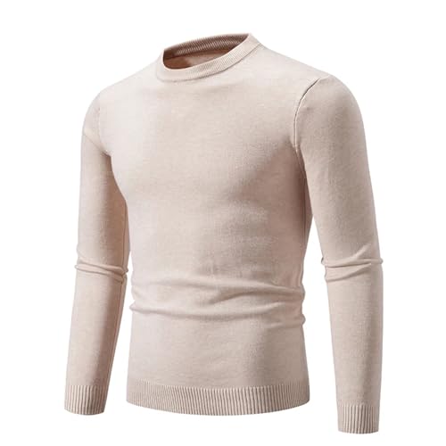 Winter Men's Knitted Pullover Sweater Elastic Trim Solid Color Sweater Warm Large Size Sweater3
