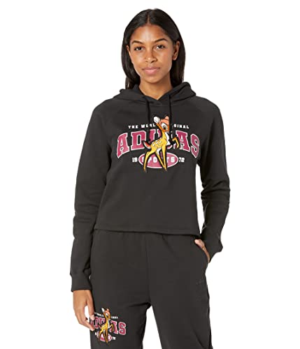Image of adidas Originals Disney Bambi Graphic Cropped Hoodie Black LG