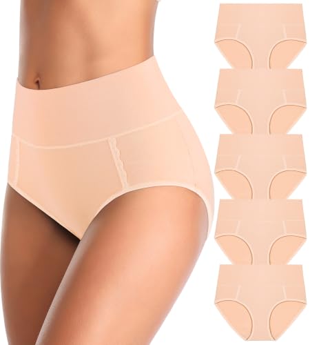 Image of MISSWHO Cotton High Waisted Womens Underwear Soft Stretch Breathable Full Coverage Ladies Panties Multipack