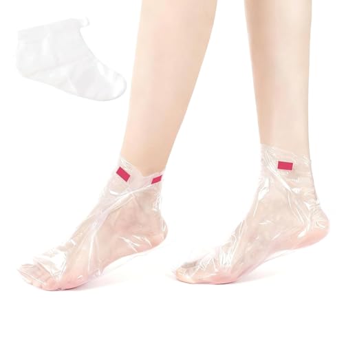 UIEXEA 200 pcs Chaussettes Jetables en Plastique pour Pédicure et Paraffine pour Bains de Pieds Transparent