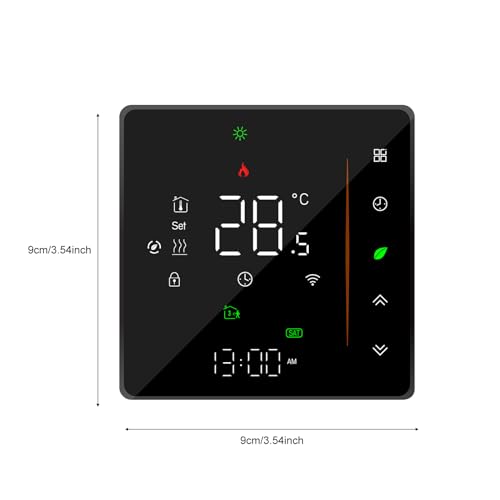 Thermostat WiFi Intelligent Chauffage au Sol Eau Programmable LED Noir