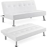 Yaheetech Couch Schlafsofa Klappbett Bettsofa Klappsofa Gästebett Rückenlehne neigbar 105°/140°/180°, 166,5 x 94 x 40 cm, 350 KG belastbar, weiß