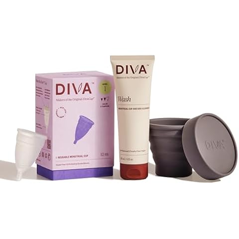 DIVA Cup, DIVA Wash & DIVA Shaker Combo Pack - Medical Grade Silicone Cup for Period Care - Period Cup Wash - Shaker for On-The-Go Cleansing - Cup Model 1 (for Medium to Heavy Flow) Cover