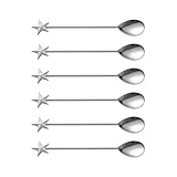 6 cucharas de postre de café y aleaciones con mango recto, para el hogar, herramienta de cocina, estrella, cucharadita, aleación de zinc, cuchara de mango recto, 6 unidades