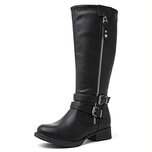 GLOBALWIN Women's Black Knee High Riding Boots 10M