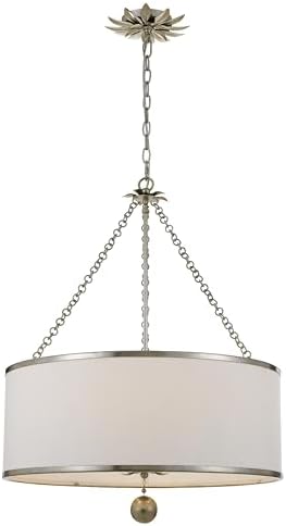 Crystorama Broche 6 Light Antique Silver Chandelier