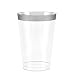 50 Silver Rimmed Clear Hard Plastic Cups | 12 oz. Fancy Disposable Tumblers for Party & Wedding (50-Pack) by Bloomingoods