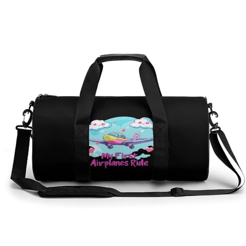 My First Airplane Ride Sports Gym Bag Travel Duffel Workout Bag with Adjustable Strap