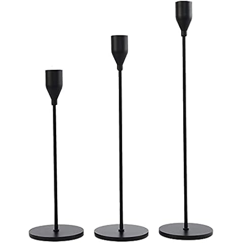 Denique Candle Holders, Set of 3, Taper Candle Holders for Candlesticks, Wedding Decorations Table Centerpieces for Wedding, Dinning, Party, Interior Decorating (Matte Black) Cover