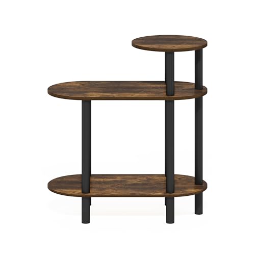 Furinno Turn-N-Tube Side Table, 3-Tier Oval Sofa End Table with Open Shelf, Toolless Assembly Night Stand, Bedside Table, for Living Room, Bedroom, Amber Pine - image 6
