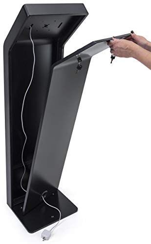 Image of Displays2go Locking Tablet Floor Stand, Steel Construction - Black (IPGRAND9BK)