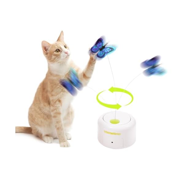 Pet Prime Automatisches Katzenspielzeug, Elektronisches Katzenspielzeug, Katze Schmetterling Spielzeug, Katzenspielzeug Selbstbeschäftigung mit 360°-Drehschmetterling & Sensor-Modus