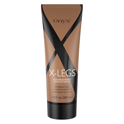 Onyx X-Legs Acceleratore di Abbronzatura Ultra Scuro - Crema Solarium con Inibitore della Crescita dei Capelli e Olio Anticellulite
