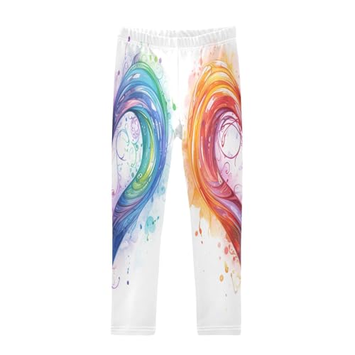 Bolaz Toddler Girls Leggings Printed Yoga Pants Leggings Orange Blue Heart for Kids