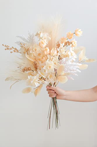 Serra Flora Artificial Greenery Spray Box Set(Pack of 19pcs) with 7 Kinds of DIY Wedding Bouquet Filler Table Centerpieces and Floral Arrangement (Champagne)