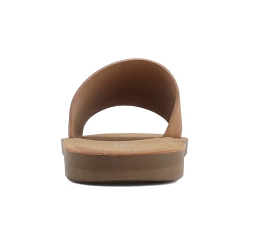 Soda Shoes Efron-S Women Flip Flops Basic Plain Slippers Slip On Sandals Slides Casual Peep Toe Beach (Tan, us_footwear_size_system, adult, women, numeric, medium, 8) by Soda - Used condition - Image 3