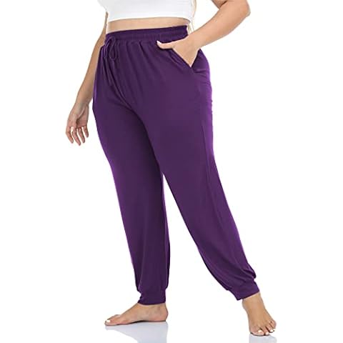 Kotii Women's Plus Size Dark Purple Sweatpants, Ankle Length, 4X Cover