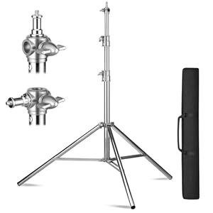 Selens 9.2 ft/2.8 m Heavy Duty Light Stand, Spring Cushioned Stainless Steel Light Stand with Carry Bag, Photography Light Stand for Softbox, Strobe, LED Video Light（Max Load :22 lbs）