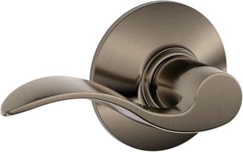 Image of SCHLAGE Lock Company Acc 620 Accent F10 Flat Wave Reversible Door Lever Lock, Solid, Antique Pewter, Brass - F10 Acc 620 (Pack of 8)