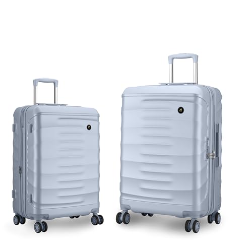 Image of Maleta Crescent Cabin and Check-in Medium Luggage| 20'' and 24'' | TSA Lock, 8 Spinner Wheel | Trolley Bags for Travel Set of 2 | Suitcase | Luggage Bags (Silver, Set of 2 (Small-Medium))