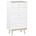 HOMCOM Kinder Kommode mit 5 Schubladen Griff Schubladenschrank für Kinder ab 3 Jahren Kinderschrank mit Antikippvorrichtung Kiefer MDF Weiß 55 x 36 x 108 cm