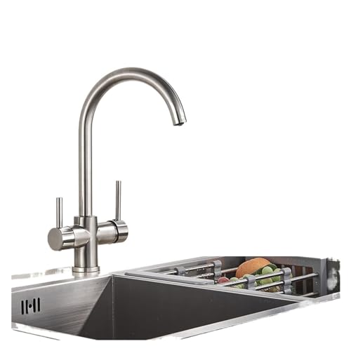 Boire à trois voies avec le robinet de cuisine eau chaude et froide en laiton